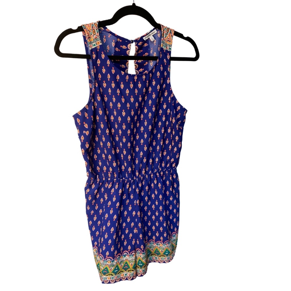 Charlotte Russe Blue Multi Romper Open Back